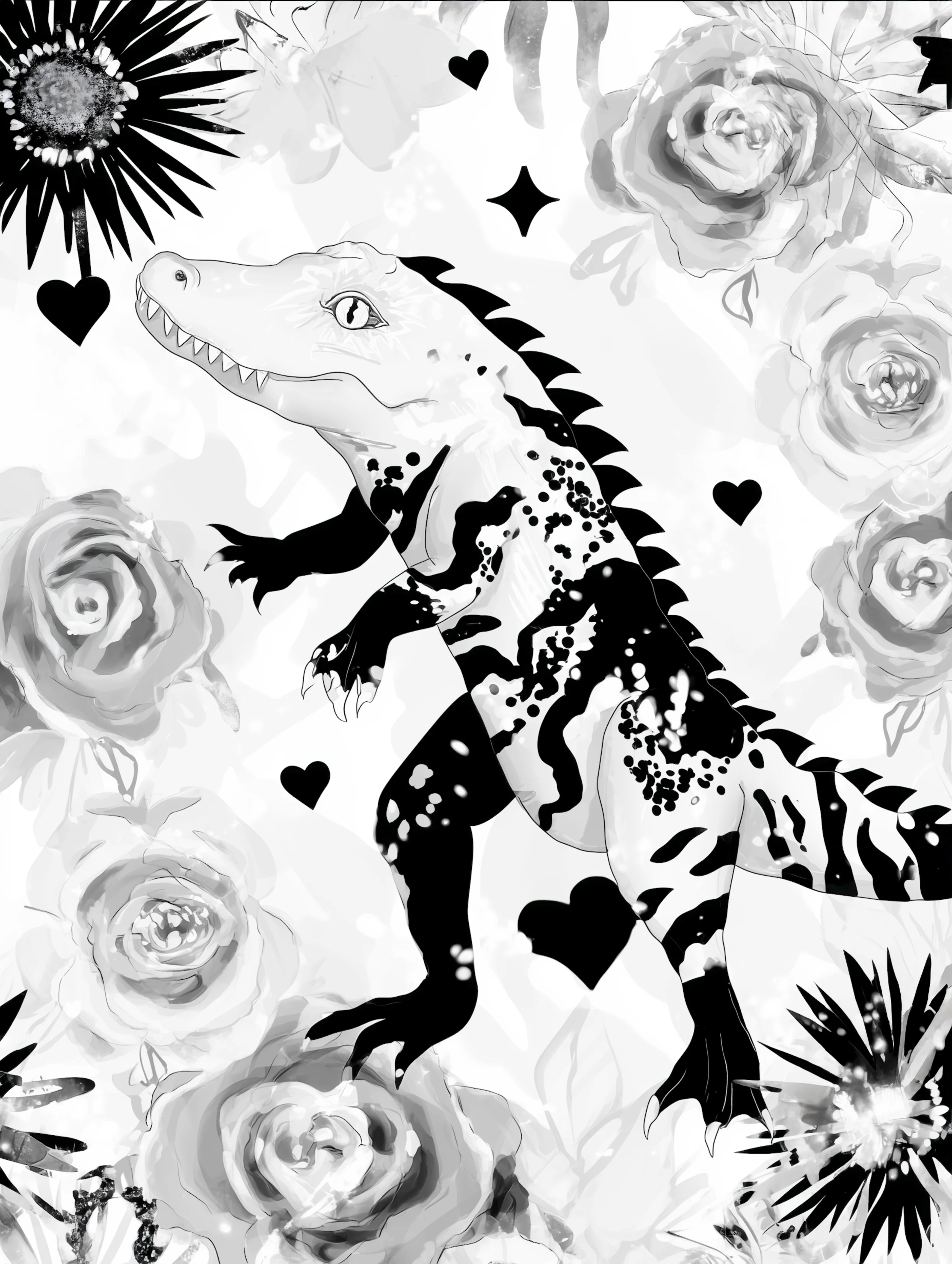 Free printable crocodile coloring pages for adults featuring walking crocodile